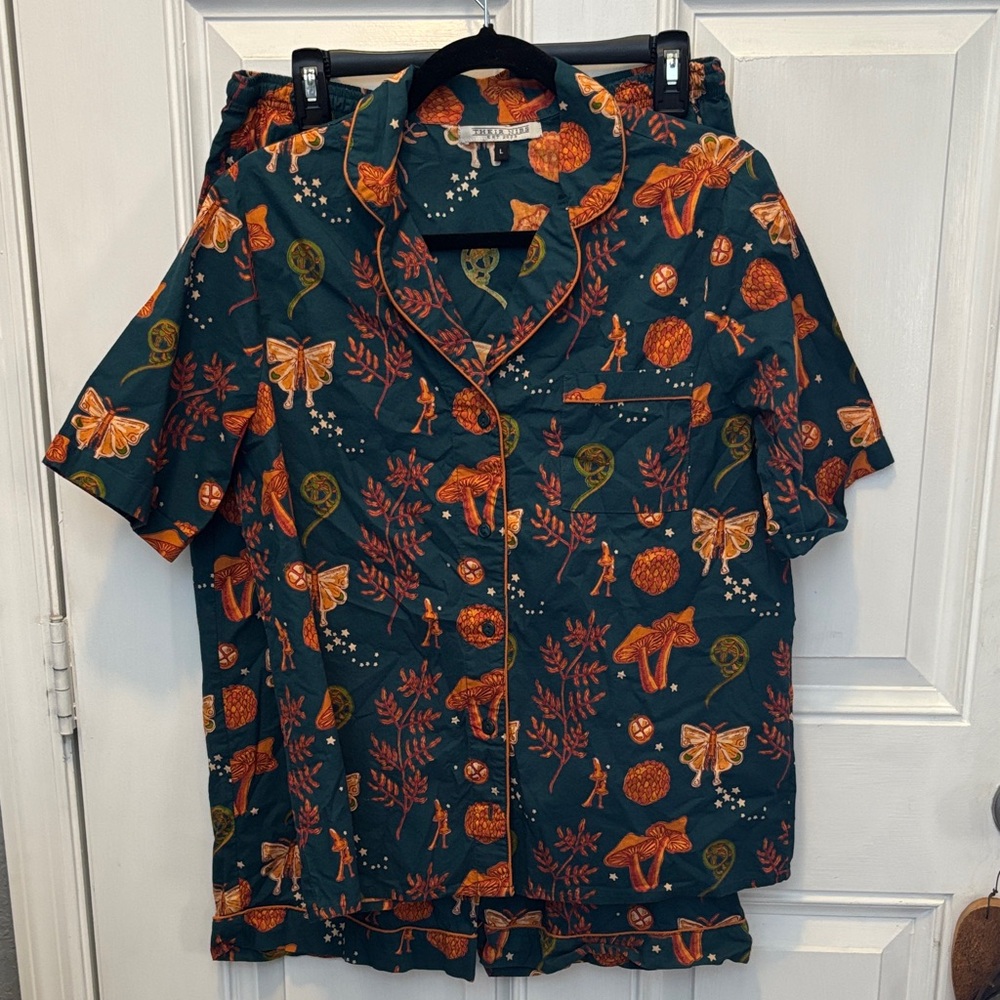 Green and Orange Patterned Pajama Set